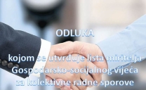 Odluka kojom se utvrđuje lista miritelja Gospodarsko-socijalnog vijeća za kolektivne radne sporove
